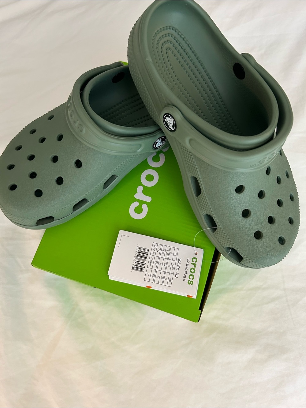 CROCS Kids Classic Clog in Olive Green